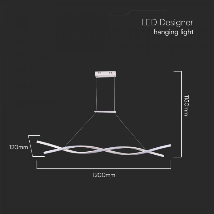 LED PENDANT LIGHT 30W DL 3450lm 120° 1200x120x1150mm WHITE