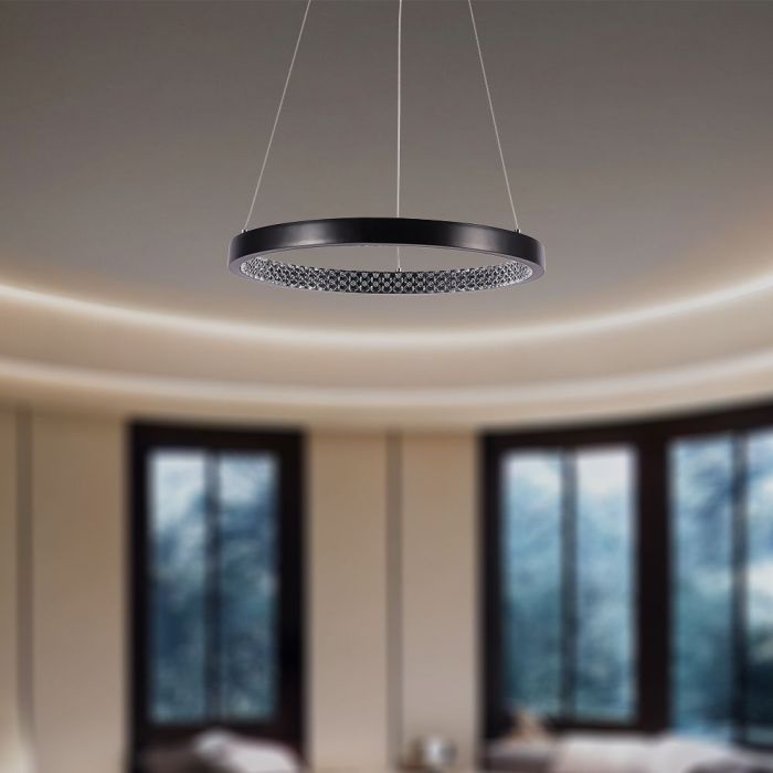 LED PENDANT LIGHT CRYSTAL ACRYLIC INSIDE 19W DL 2160lm 400x1080mm BLACK