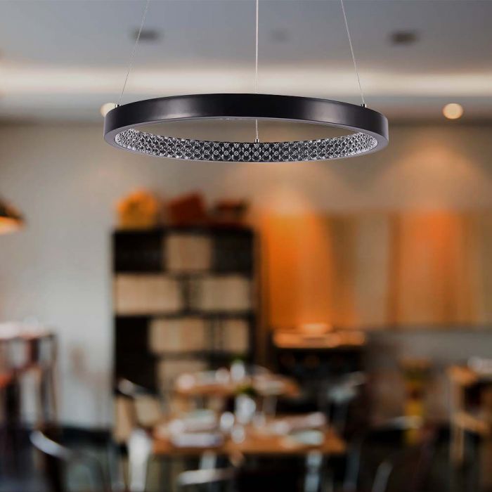 LED PENDANT LIGHT CRYSTAL ACRYLIC INSIDE 19W DL 2160lm 400x1080mm BLACK