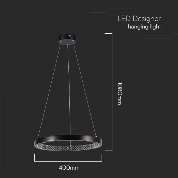 LED PENDANT LIGHT CRYSTAL ACRYLIC INSIDE 19W DL 2160lm 400x1080mm BLACK