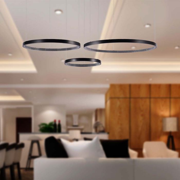 LED PENDANT LIGHT CRYSTAL ACRYLIC INSIDE 57W DL 6840lm 1510x910x1080mm BLACK