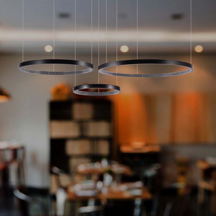LED PENDANT LIGHT CRYSTAL ACRYLIC INSIDE 57W DL 6840lm 1510x910x1080mm BLACK