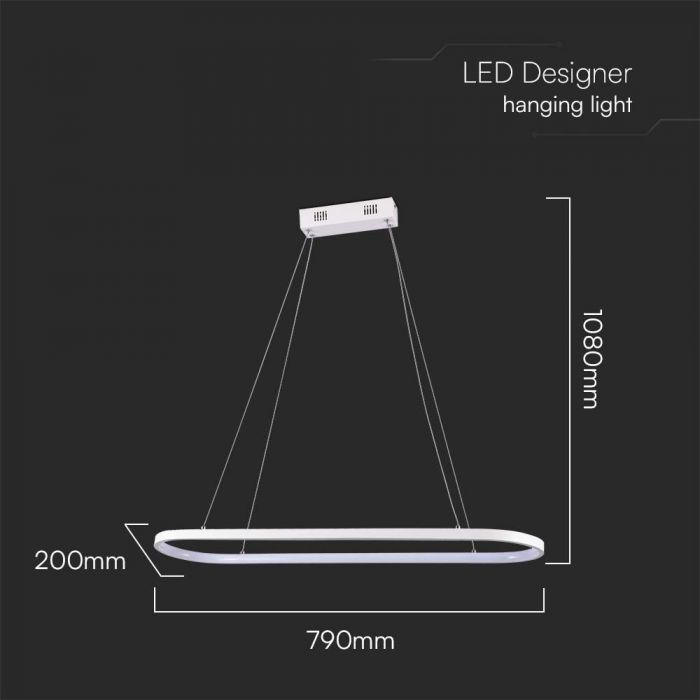 LED PENDANT LIGHT 24W DL 2760lm 120° 790x200x1080mm WHITE