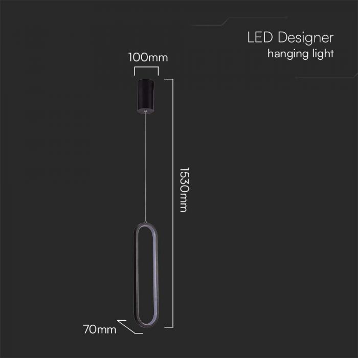 LED PENDANT LIGHT 13W WW 1500lm 100x70x1530mm BLACK