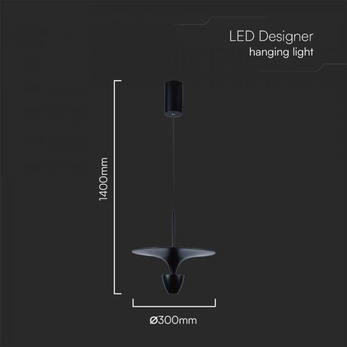 LED PENDANT LIGHT 9W DL 1000lm 300x1400mm BLACK