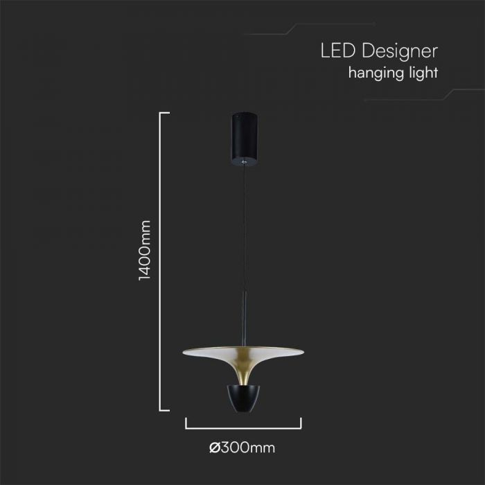 LED PENDANT LIGHT 9W DL 1000lm BLACK+GOLD