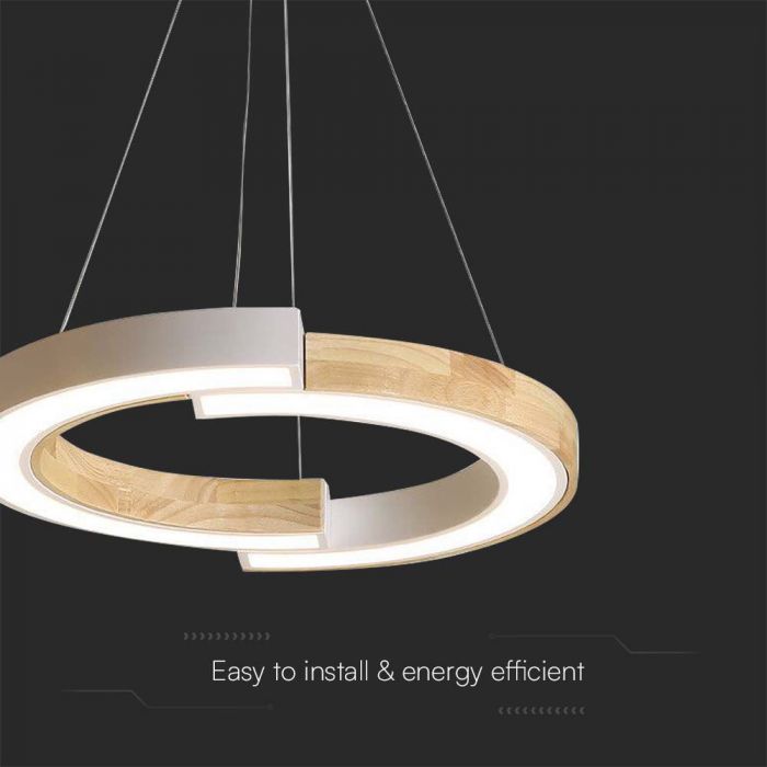 LED PENDANT LIGHT 32W WW 4000lm 430x370x1120mm White+Wood