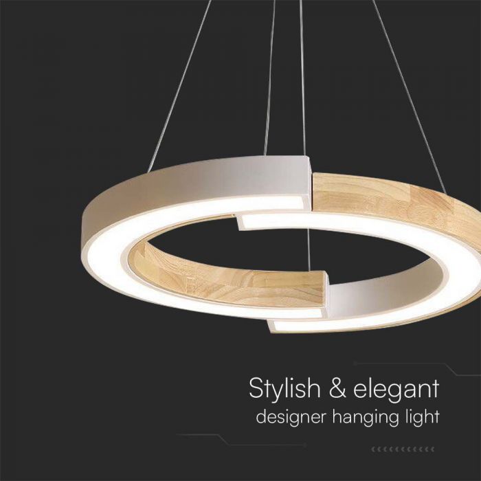 LED PENDANT LIGHT 32W WW 4000lm 430x370x1120mm White+Wood