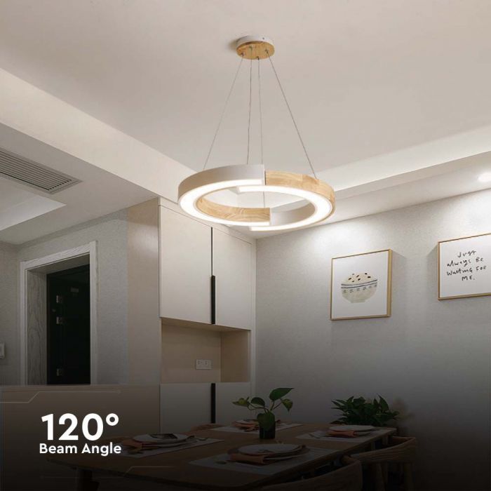 LED PENDANT LIGHT 32W WW 4000lm 430x370x1120mm White+Wood
