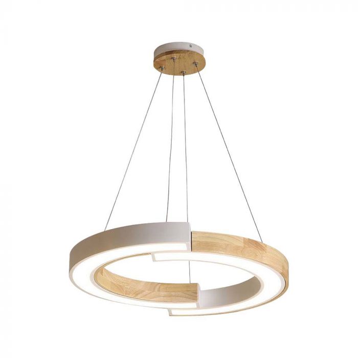 LED PENDANT LIGHT 32W WW 4000lm 430x370x1120mm White+Wood
