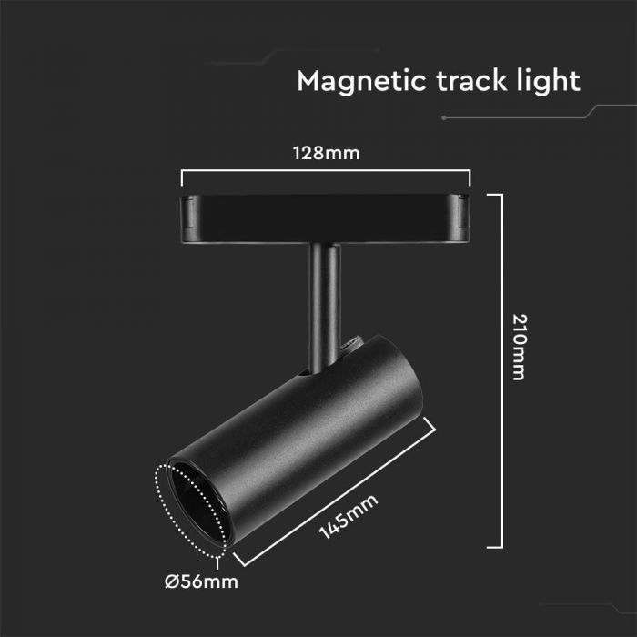 LED MAGNETIC ULTRA THIN LIGHT 20W DL 2200lm 34° 56x128x210mm BLACK