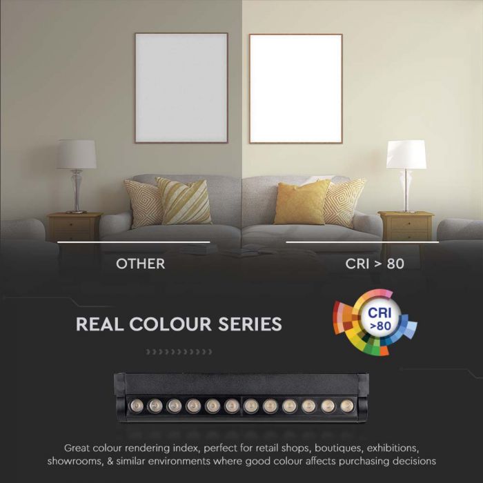 LED MAGNETIC TRACK LIGHT ADJUSTABLE 12W CW 1300lm 34° 52x33x260mm BLACK