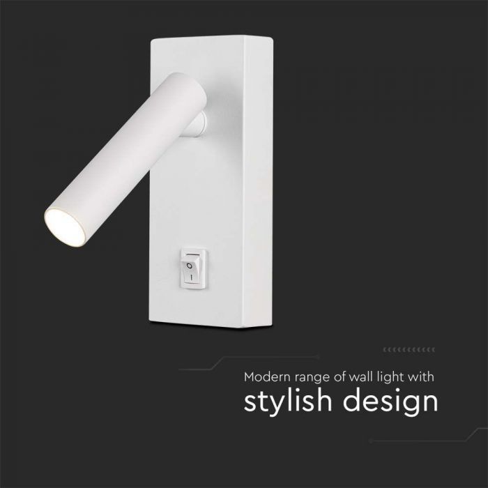 LED WALL MOUNTED SPOTLIGHT 2W DL 150lm 38° 145x150x60mm WHITE