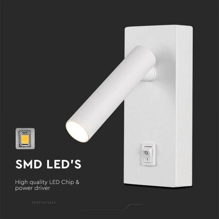 LED WALL MOUNTED SPOTLIGHT 2W DL 150lm 38° 145x150x60mm WHITE