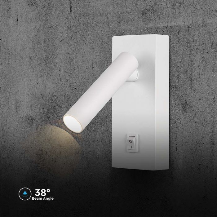 LED WALL MOUNTED SPOTLIGHT 2W DL 150lm 38° 145x150x60mm WHITE