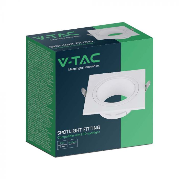 LED BRACKET GU10 SQUARE IRON+PC 88x88x30mm(75) WHITE+WHITE