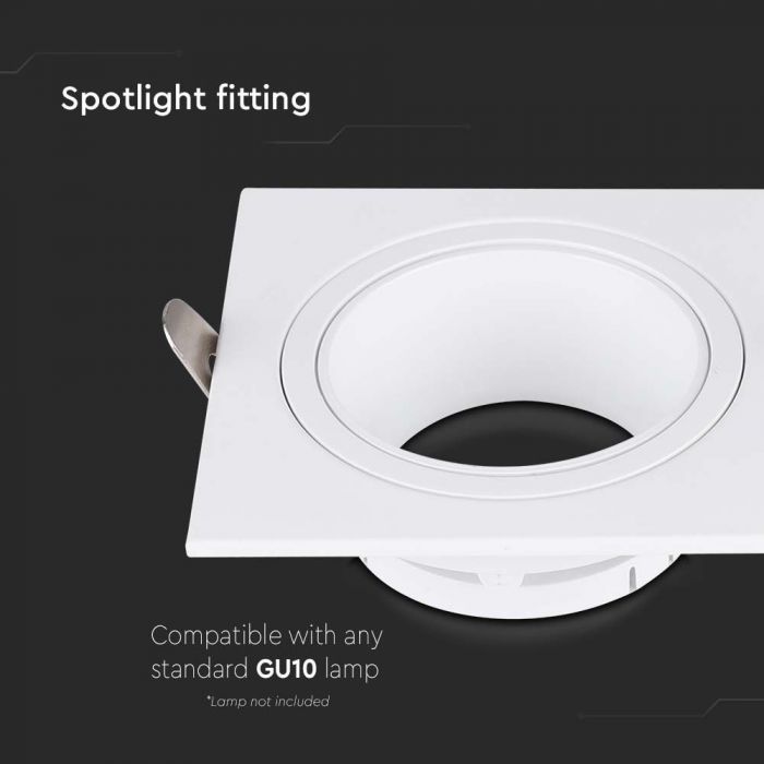 LED BRACKET GU10 SQUARE IRON+PC 88x88x30mm(75) WHITE+WHITE