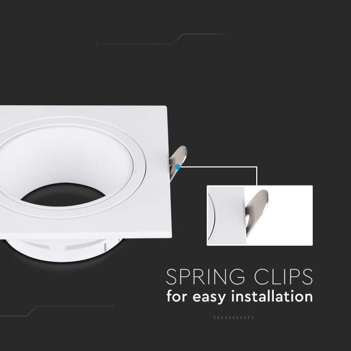 LED BRACKET GU10 SQUARE IRON+PC 88x88x30mm(75) WHITE+WHITE