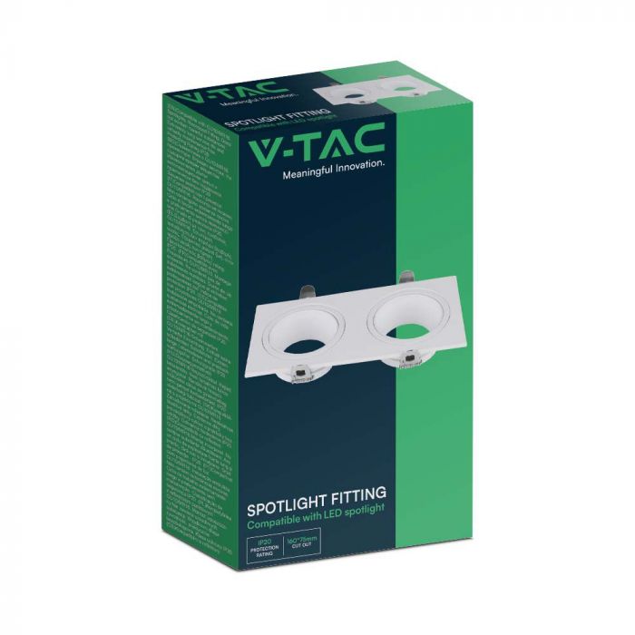 LED 2 HEAD BRACKET GU10 IRON+PC 88 x175 mm(160x75) WHITE+WHITE