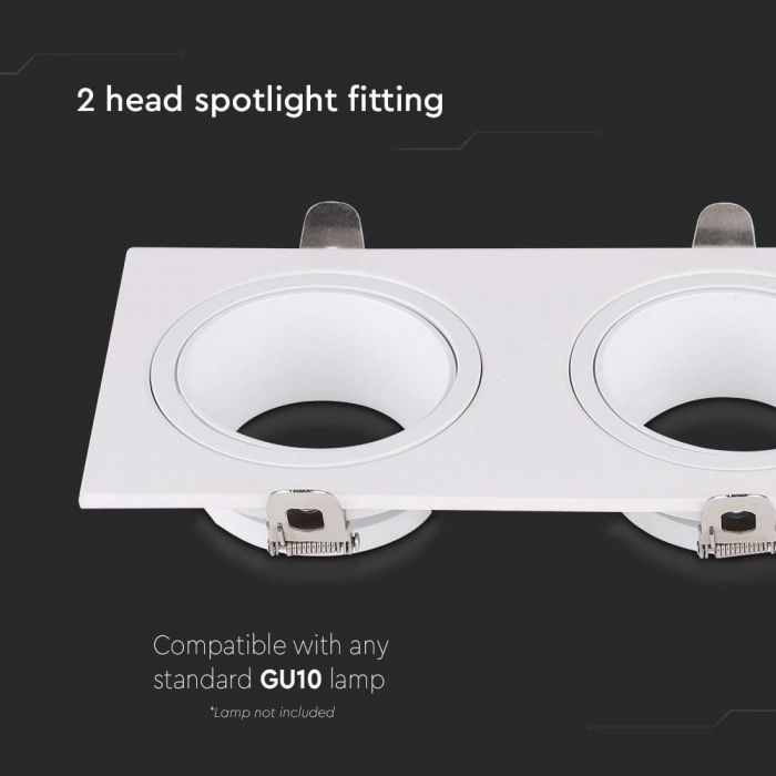 LED 2 HEAD BRACKET GU10 IRON+PC 88 x175 mm(160x75) WHITE+WHITE