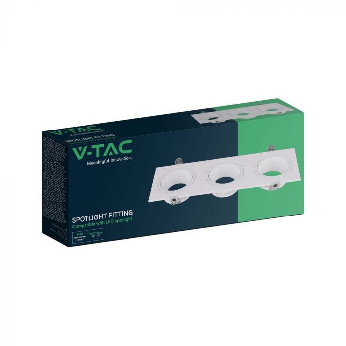 LED 3 HEAD BRACKET GU10 IRON+PC 88x261 mm(245x75) WHITE+WHITE