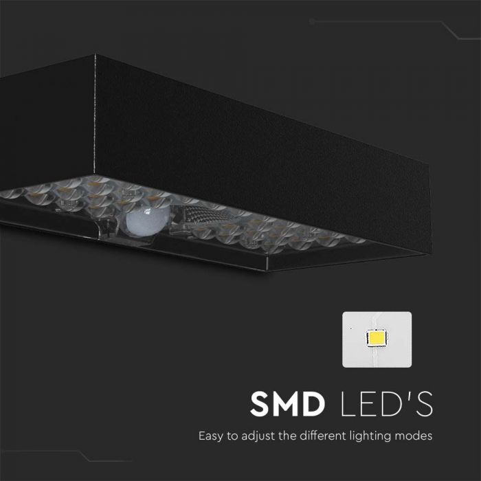 LED SOLAR WALL LIGHT 6W DL 900lm BRICK LITHIUM BATTERY 3.7V 3000mA 230x97x42.7mm BLACK IP65