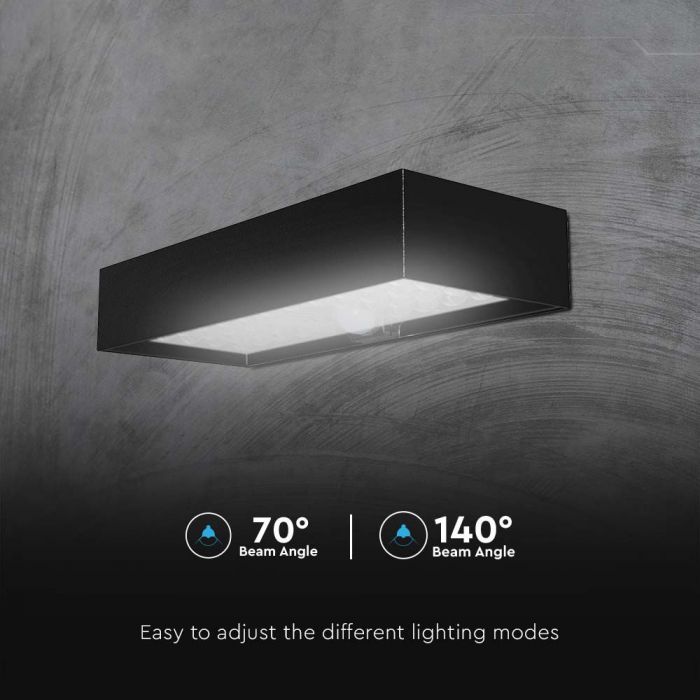 LED SOLAR WALL LIGHT 6W DL 900lm BRICK LITHIUM BATTERY 3.7V 3000mA 230x97x42.7mm BLACK IP65