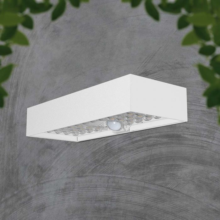 LED SOLAR WALL LIGHT 6W DL 900lm BRICK LITHIUM BATTERY 3.7V 3000mA 230x97x42.7mm WHITE IP65