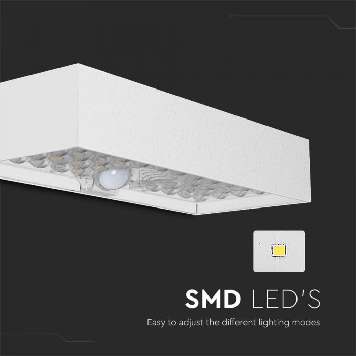 LED SOLAR WALL LIGHT 6W DL 900lm BRICK LITHIUM BATTERY 3.7V 3000mA 230x97x42.7mm WHITE IP65