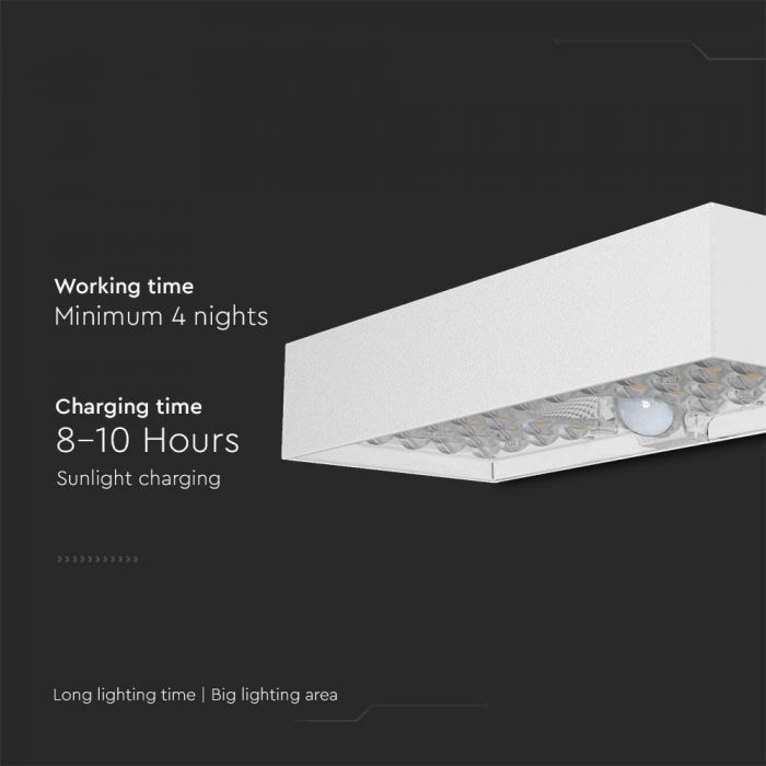 LED SOLAR WALL LIGHT 6W DL 900lm BRICK LITHIUM BATTERY 3.7V 3000mA 230x97x42.7mm WHITE IP65