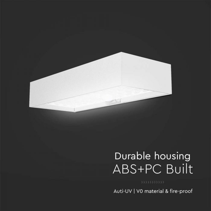 LED SOLAR WALL LIGHT 6W DL 900lm BRICK LITHIUM BATTERY 3.7V 3000mA 230x97x42.7mm WHITE IP65
