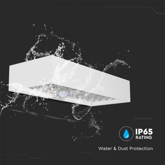 LED SOLAR WALL LIGHT 6W DL 900lm BRICK LITHIUM BATTERY 3.7V 3000mA 230x97x42.7mm WHITE IP65