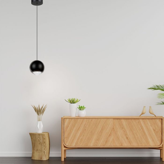 LED HANGING PENDANT LIGHT BLACK 6W WW 500lm 60° 100x2000mm