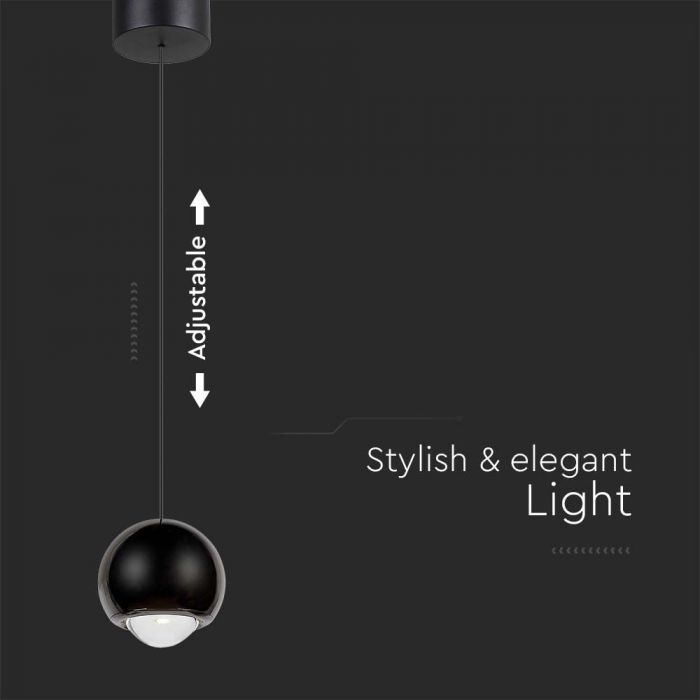 LED HANGING PENDANT LIGHT BLACK 6W WW 500lm 60° 100x2000mm