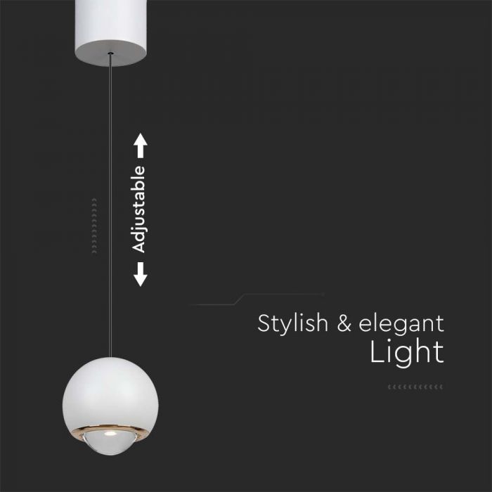 LED HANGING PENDANT LIGHT WHITE 6W WW 500lm 60° 100x2000mm