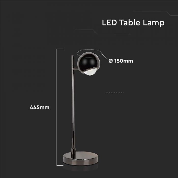 LED TABLE LAMP 6W WW 500lm 60° 150x445 BLACK