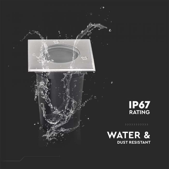LED MINI UNDERGROUND FITTING GU10 102x80mm STAINLESS STEEL SQUARE IP67