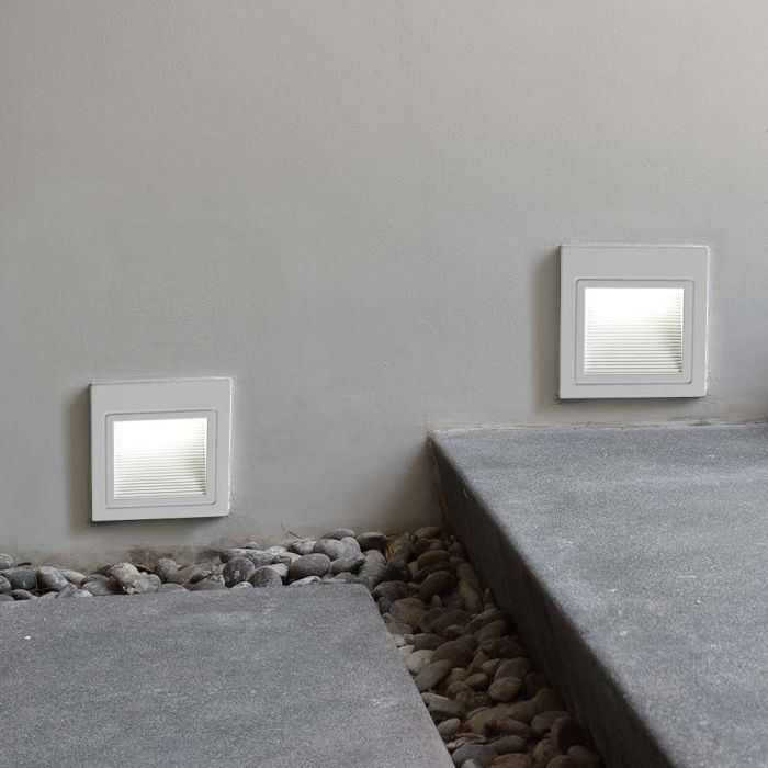 LED STEP LIGHT SQUARE 5W 380lm WW 270° 84x84x50mm WHITE IP65
