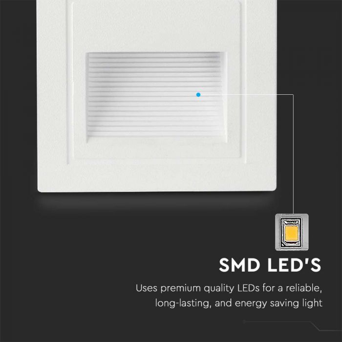 LED STEP LIGHT SQUARE 5W 380lm WW 270° 84x84x50mm WHITE IP65