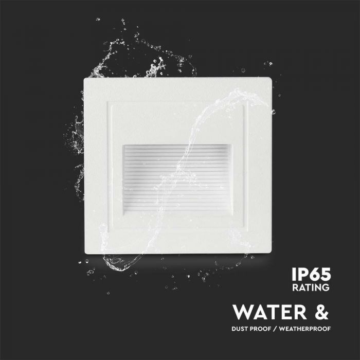 LED STEP LIGHT SQUARE 5W 380lm WW 270° 84x84x50mm WHITE IP65