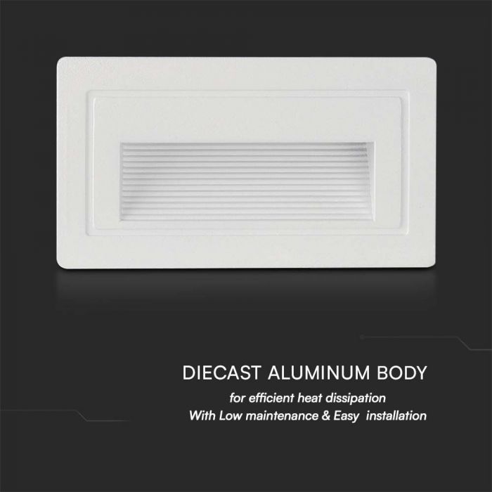 LED STEP LIGHT RECTANGLE 3W 180lm WW 270° 58x103x45mm WHITE IP65