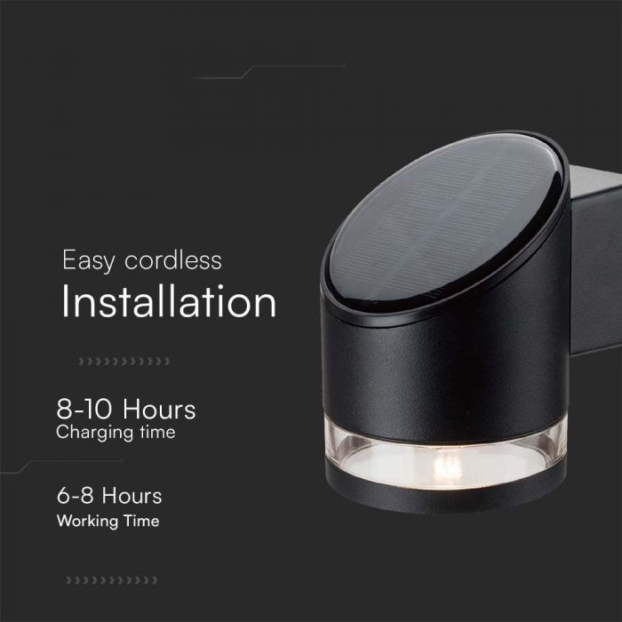 LED SOLAR WALL LAMP 1W WW 70Lm 121.5x90x121mm BLACK IP54