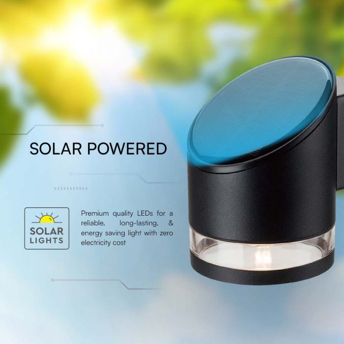 LED SOLAR WALL LAMP 1W WW 70Lm 121.5x90x121mm BLACK IP54