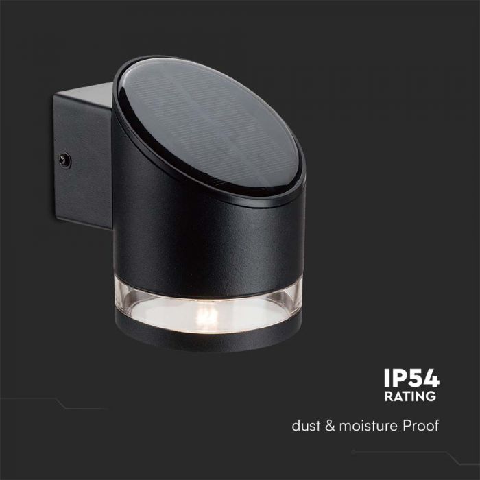 LED SOLAR WALL LAMP 1W WW 70Lm 121.5x90x121mm BLACK IP54