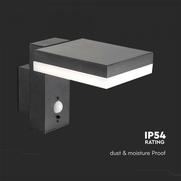 LED SOLAR WALL LAMP WITH PIR SENSOR 5.5W WW 220lm 110° 224x130x155mm BLACK IP54