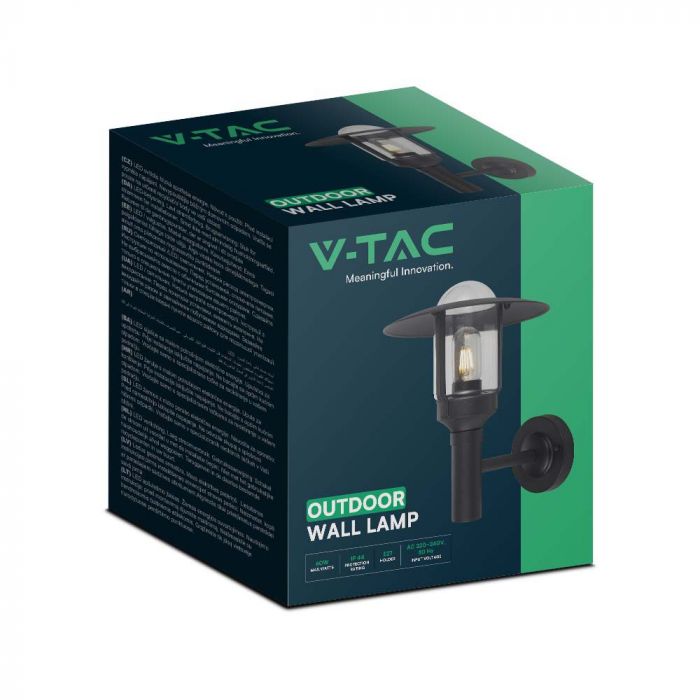 LED WALL LAMP E27 250x305x340mm CLEAR GLASS MATT BLACK IP44
