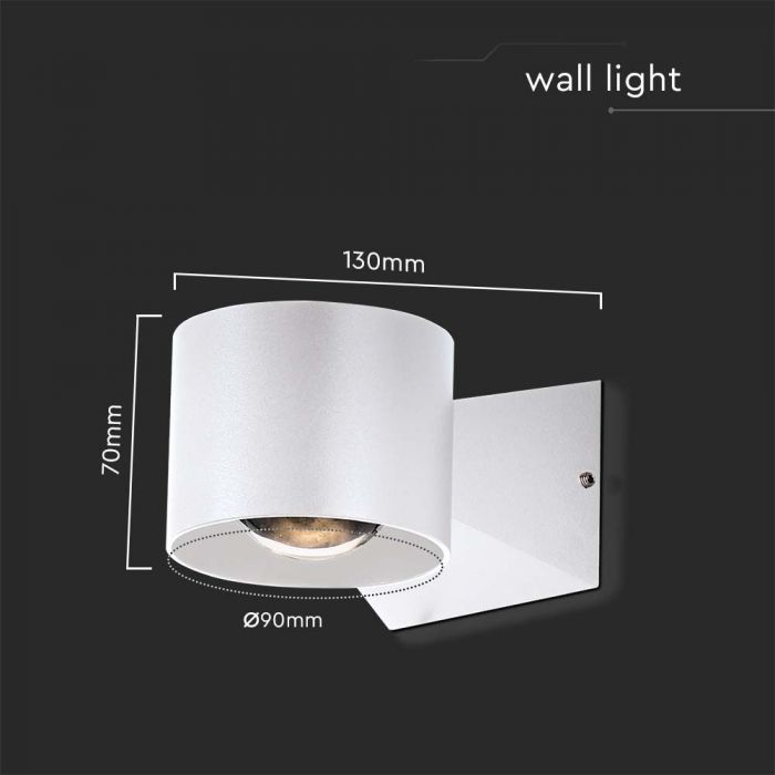LED WALL LIGHT 5W DL 500lm 90° 90x70x130mm WHITE IP65