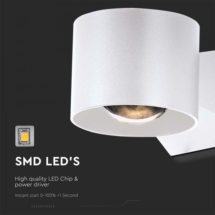 LED WALL LIGHT 5W DL 500lm 90° 90x70x130mm WHITE IP65