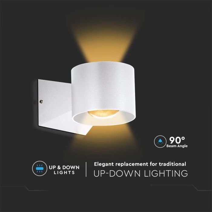 LED WALL LIGHT 5W DL 500lm 90° 90x70x130mm WHITE IP65