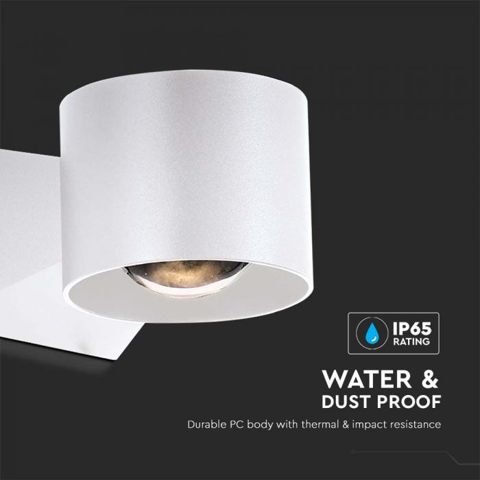 LED WALL LIGHT 5W WW 465lm 90° 90x70x130mm WHITE IP65